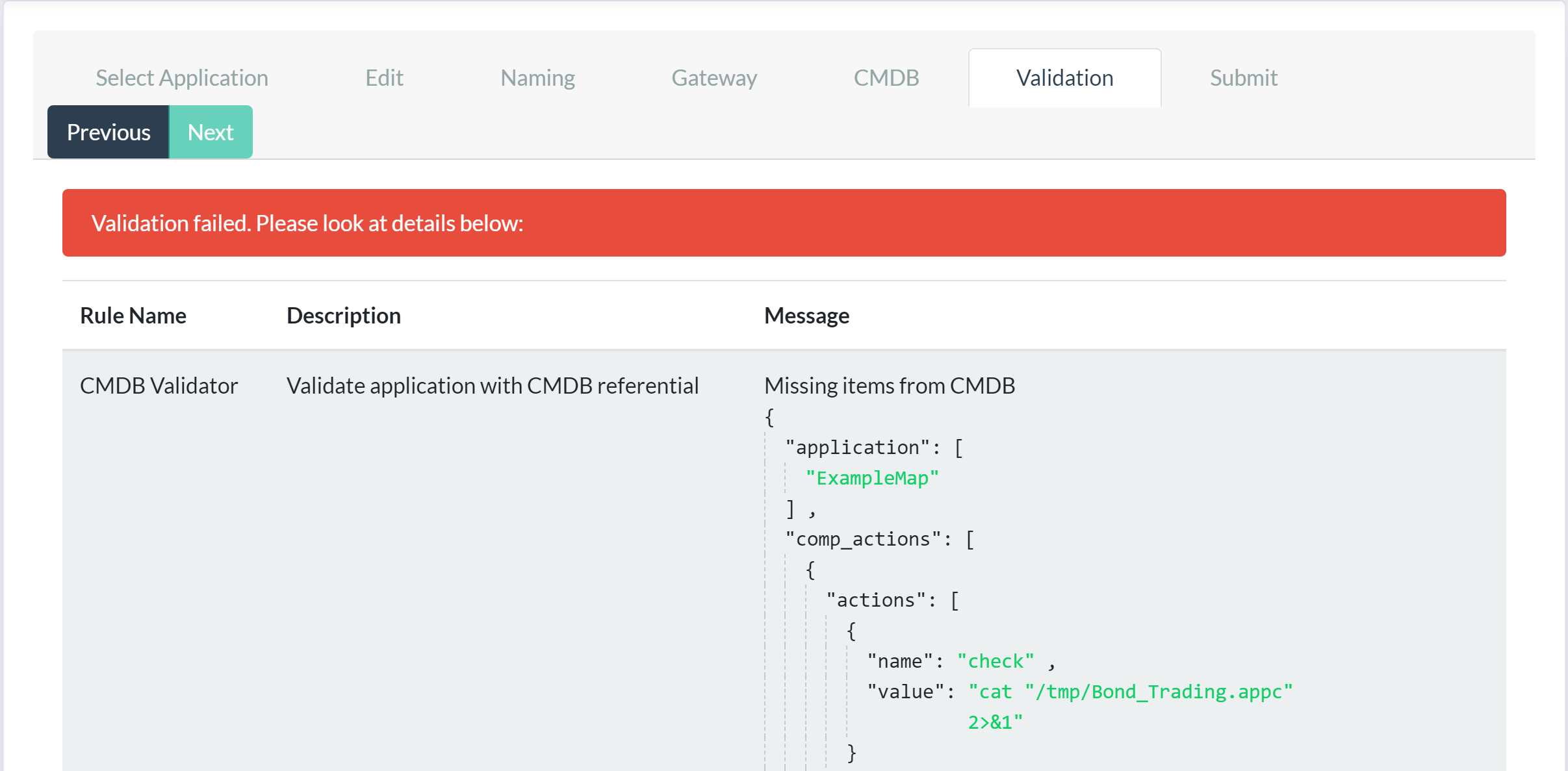 CMDB Validation Failed