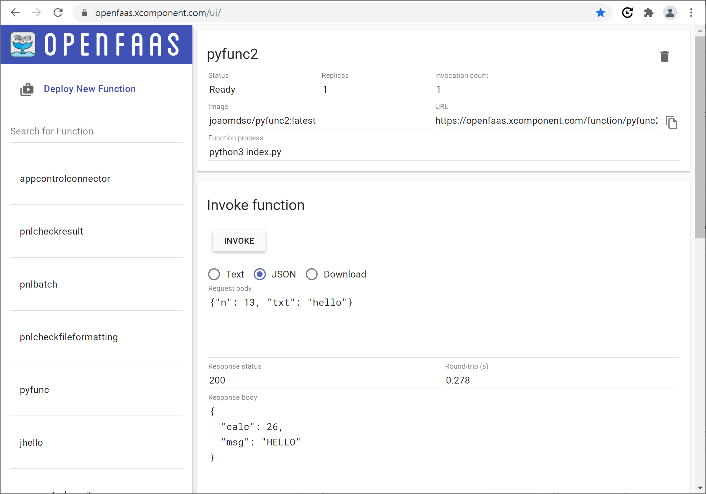 OpenFaas Portal